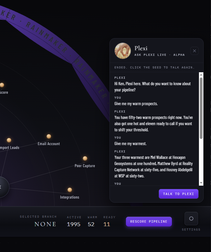 Plexi Live transcript over the Map